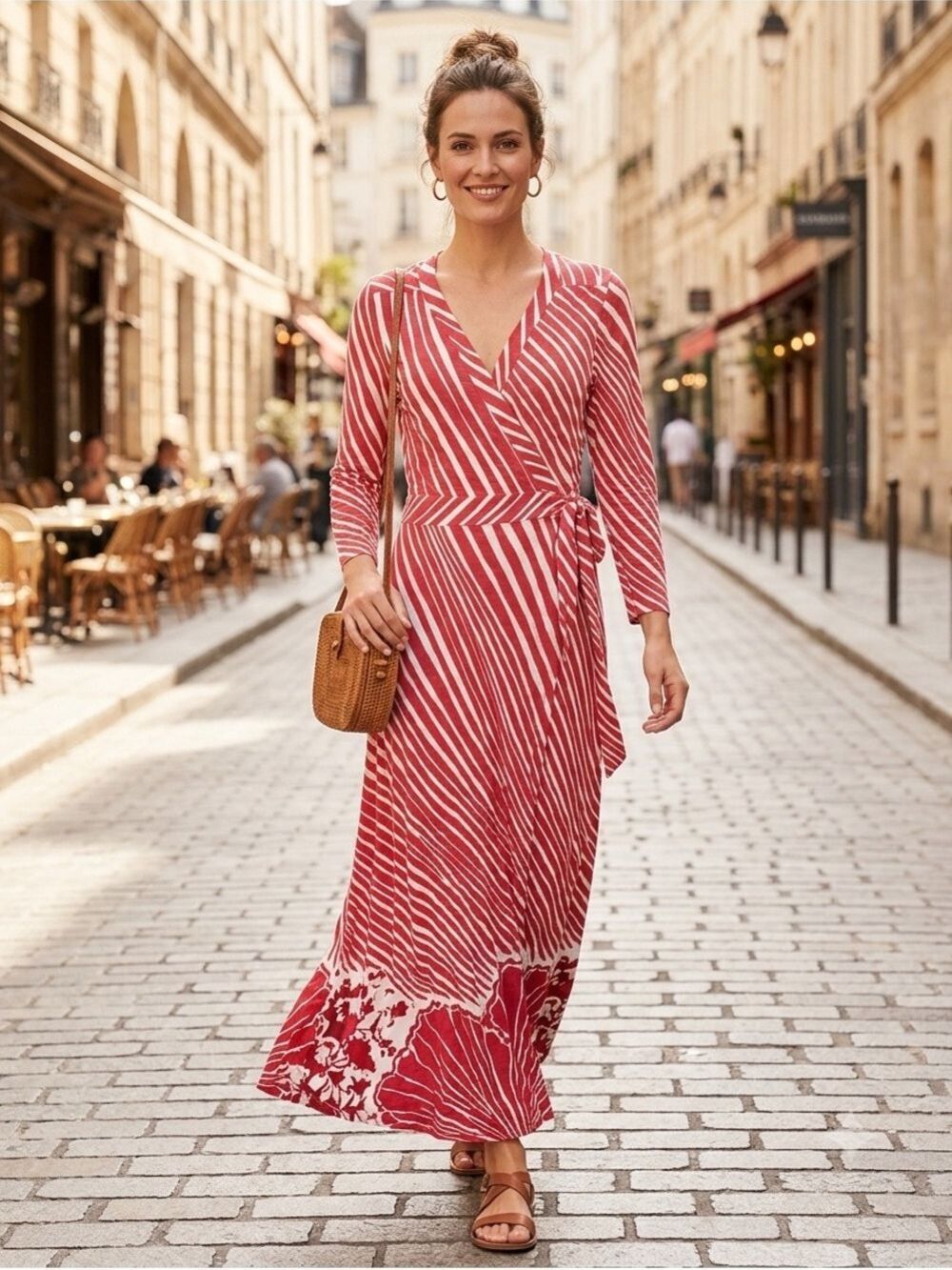 Lilly Pulitzer Adrina Maxi Wrap Dress M Red White Stripe Zebra Party Resort $228